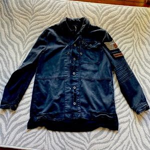 Free people distressed vintage black jean jacket small